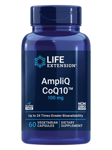 [BRSRGCQFBYFBUDQ6] Life Extension AmpliQ CoQ10, Heart Health, Kidney and Liver Health, ubiquinone 100 mg, Advanced Formula, Gluten Free, Non-GMO, Vegetarian, 60 Capsules