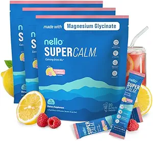 [BRSROAYCOJ5BS3TL] Nello Supercalm Drink Mix - Ashwagandha KSM 66, Magnesium Glycinate & L-Theanine Supplement, Vitamin D3 - Ashwagandha Root Extract (3-Pack)