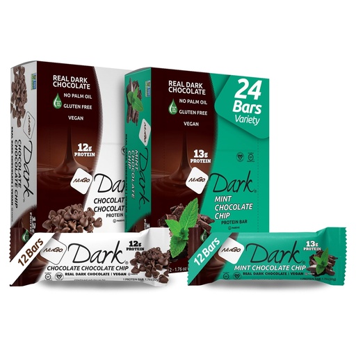 [BRSWY2QOBYHAMFI2] NuGo Dark, Mint & Choco Chip, 12g Vegan Protein Bar, Gluten Free, 24 Count