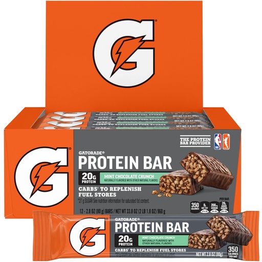 [BRSWIBTZAEOBM3LG] Gatorade Whey Protein Bars, Mint Chocolate Crunch, 2.8 oz bars (Pack of 12, 20g of protein per bar)
