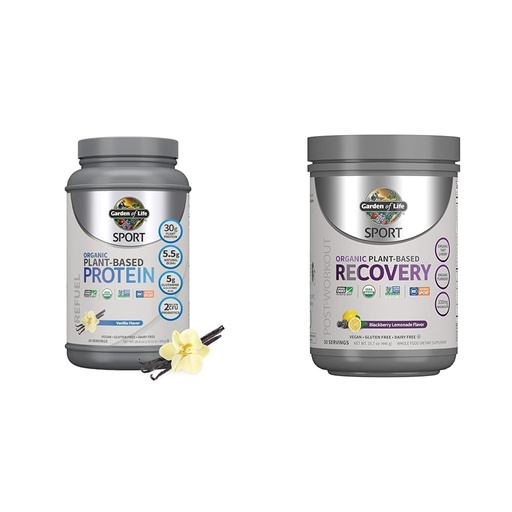 [BRSROBQCCACA2EI3] Garden of Life Organic Vegan Sport Protein Powder, Vanilla & Sport Vegan Organic Plant Based Post Workout Muscle Recovery Powder