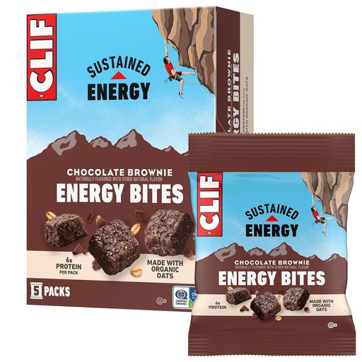 [BRSREBQNCMNBECTU] CLIF BAR Energy Bites - Chocolate Brownie - Made with Organic Oats - 6g Plant Based Protein - Non-GMO (5 Packs)