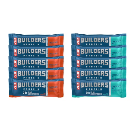 [BRSRAHA5DF7GOH3D] CLIF BUILDERS Protein Bars - Chocolatey Mint and Chocolate Flavor Variety Pack - 20g Plant Based Protein - Gluten Free - Non-GMO - Low Glycemic - No Artificial Sweeteners - 2.4 oz. (10 Count)