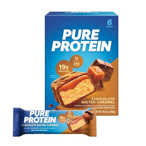 [BRSWIAIOAEGBSE3Y] Pure Protein Bars, High Protein, Nutritious Snacks to Support Energy, Low Sugar, Gluten Free, Chocolate Salted Caramel, 1.76oz, 6 Count (Pack of 1)