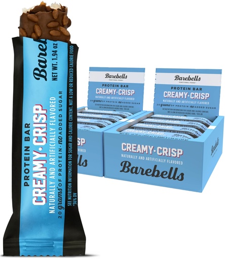 [BRSRAYAOPIBA4F36] Barebells Protein Snacks Bars Creamy Crisp - 12 Count, 1.9oz Bars 55g of High Protein - Chocolate Protein Bar with 1g of Total Sugars - Perfect on The Go Protein Snack & Breakfast Bars, 2 pack