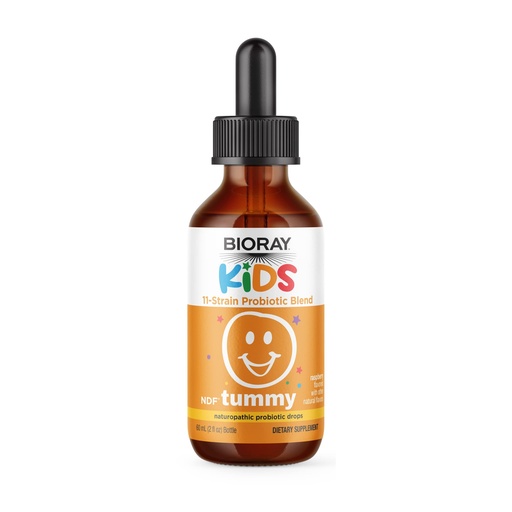 [BRSWGEAECAFQMCDF] BIORAY Kids NDF Tummy, Raspberry - 2 fl oz - 11-Strain Probiotic Blend - Supports the Immune Response in the GI Tract - Non-GMO, Vegan, Gluten Free - Approx. 30 Servings