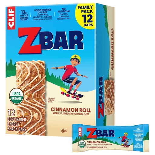 [BRSREBQCDIJQ4YDP] Zbar - Cinnamon Roll - Soft-Baked Energy Snack Bars - Non-GMO - 13g Whole Grains - USDA Organic Granola Bars - Snacks for Kids (12 Pack)