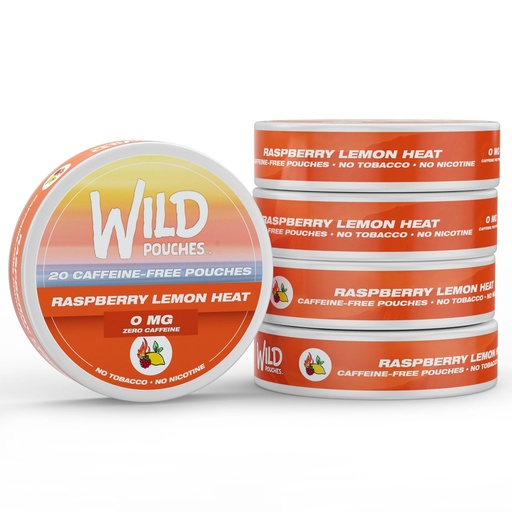 [BRSREAD4PN5WGH3J] Wild 5 Pack 0mg Nicotine Free Pouches No Caffeine Raspberry Lemon Heat - 20 x Caffeine Free Pouches