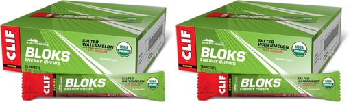 [BRSRGGQNOF6WYETZ] CLIF BLOKS - Salted Watermelon Flavor with 2X Sodium - Energy Chews - Non-GMO - Plant Based - Fast Fuel for Cycling and Running - Quick Carbohydrates and Electrolytes - 2.12 oz.,18 Count (Pack of 2)