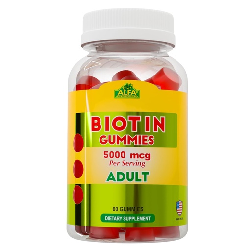 [BRSW2GQFOYGWOCQ3] ALFA VITAMINS Biotin Skin, Hair, & Nails Gummies with 5000mcg - Promotes Natural Collagen, Supports Healthy Hair and Nails Growth - 60 Gummies