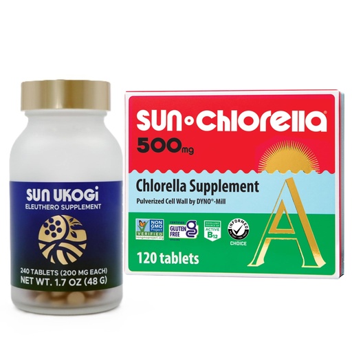 [BRSREZT4OIPW2CLU] Sun Chlorella Sun On The Run Bundle 2ct - Sun Ukogi 200mg (240 Tablets) - Plus 500mg Whole Body Wellness Green Algae Superfood Supplement 120 Tablets