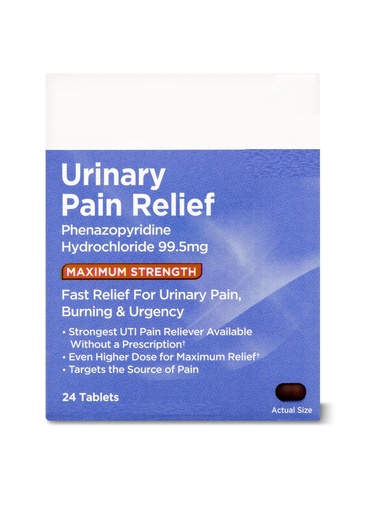 [BRSREFTRCINA43DK] SEDLAV Maximum Strength Urinary Pain Phenazopyridine Tablets, 99.5 mg, 24 Count, Compare to AZO Urinary Pain Maximum Strength Active Ingredient, Sticker