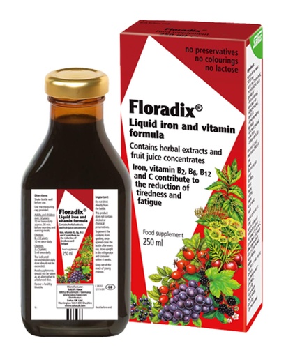 [BRSWGZIBCABRGDTF] Floradix Floravital Liquid Iron and Vitamin Formula 8.5 fl.oz. - 250 ml. - Made in Germany (3 Pack)