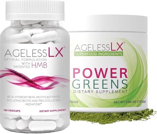 [BRSW2CANAVYQ223Z] AgelessLX Capsules with Power Greens Superfood Powder