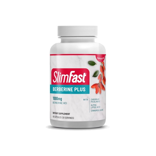 [BRSRA2QHOUMBUF3J] SlimFast Berberine Plus Capsules, Berberine Supplement, with Berberine hcl, Chromium Picolinate, Alpha Lipoic Acid, and Cinnamon Bark, 60 Count, 30 Servings