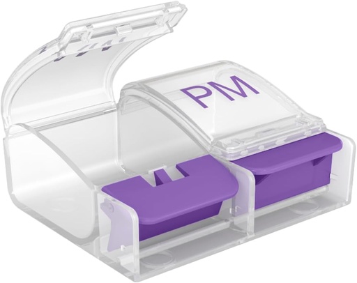 [BRSWIYY5BMGB2GD4] EZY DOSE Daily Push Button Pill Case, Medicine Planner, Vitamin Organizer Box, 2 Times a Day, AM/PM Large Compartments, Arthritis Friendly, Clear Lids, Color May Vary, BPA Free