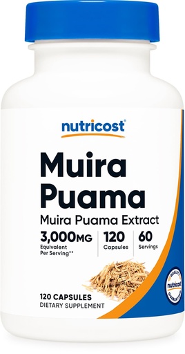 [BRSREGIHCAFRMALH] Nutricost Muira Puama Extract 120 Capsules for 60 Servings Per Bottle - Muira Puama for Men & Women, Vegan, GMO-Free, Gluten-Free