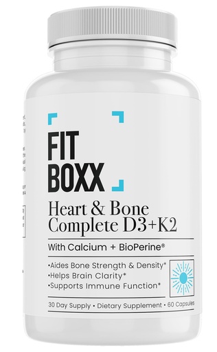 [BRSREHATBENBGELV] Heart & Bone Complete | Vitamin D3 5000 IU, K2 MK-7 & Calcium | Bone Density & Cardiovascular Support | Non-GMO | 60 Capsules