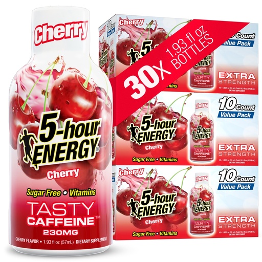 [BRSREYI7OYMWGFYU] 5-hour ENERGY CHERRY Flavor, 30 Count, 1.93 Fl Oz Energy Shot, Extra Strength, Amino Acids, B Vitamins, Sugar Free and Zero Calories