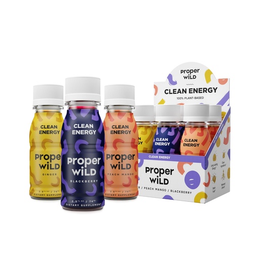 [BRSRAHYQDN5WEYDA] Proper Wild Vegan Energy Shots, with L-Theanine, and Organic Caffeine, Clean Plant Based Energy Drink, Gluten Free, GMO Free, Dairy Free, Stevia Free, Soy Free, Originals Variety, 2.5 Fl Oz, 6 Pack