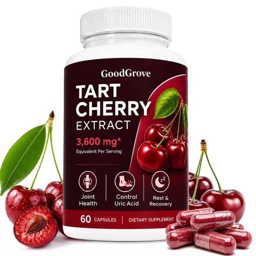 [BRSRYZADCMBQGFIU] Good Grove Tart Cherry Extract, Goodgrove Tart Cherry Cold Extracted, 3600mg Supports Joint Comfort, Vegan Non-gmo, 60 Capsules