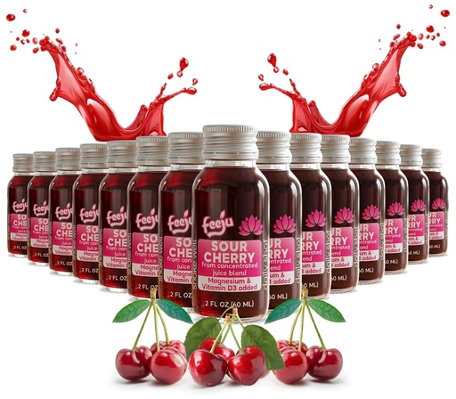 [BRSREAYHDMCWYCLH] 15 Pcs Sour Cherry Juice Shots with Magnesium & Vitamin D3 – 60ml Tart Cherry Immunity Shots for Relaxation, Sleep & Muscle Recovery – No Allergens Concentrated Daily Wellness Drink
