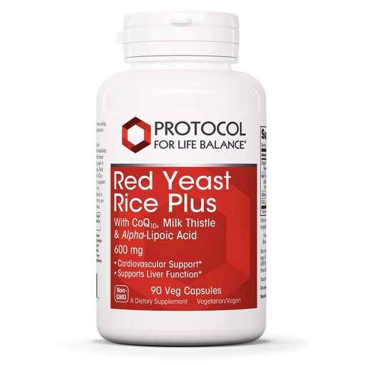 [BRSWIYQQPMBBKHLM] PROTOCOL FOR LIFE BALANCE Red Yeast Rice Plus - Heart Health & Liver Support* - with Coenzyme Q10, Alpha Lipoic Acid & Milk Thistle Extract - Non-GMO & Soy Free - 90 Veg Caps