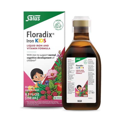 [BRSRGZD6B4FBS3Q2] Floradix Iron Kids - Liquid Iron & Vitamin Formula - Children's Supplement with C & B Vitamins - Vegan - Raspberry-Vanilla Flavor - 8.5 fl oz