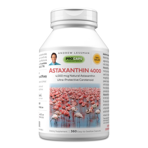 [BRSWI2QGBZ4BAH3A] ANDREW LESSMAN Astaxanthin 360 Softgels - 4000 mcg Natural Astaxanthin, Powerful Anti-Oxidant Carotenoid. Protection for Eyes, Heart, Skin and More. No Additives. Easy to Swallow Softgels
