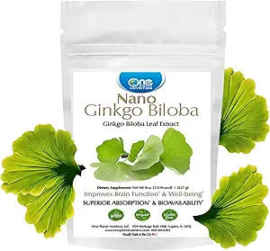 [BRSRMAA6OJ4GC2TG] One Planet Nutrition Nano Ginkgo Biloba Powder 8 oz (227 Servings), Ginkgo biloba Extract, Nano for Enhanced Absorption, Improves Cognitive Function & Circulation, Non-GMO, Vegan, Gluten Free