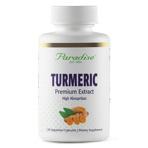 [BRSWIYYIBYCB4CT6] Paradise Organic Turmeric Rhizome Extract, Active Whole Spectrum Extract, Super Potent, Ultra Pure, Vegan, Non-GMO, Gluten Free, 120 Vegetarian Capsules