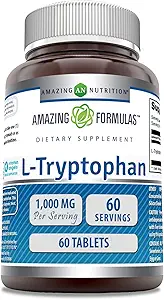 [BRSWGYI7OAPQECT4] Amazing Formulas L-Tryptophan 1000mg Tablets Supplement | Non-GMO | Gluten Free | Made in USA (60 Count | 3 Pack)