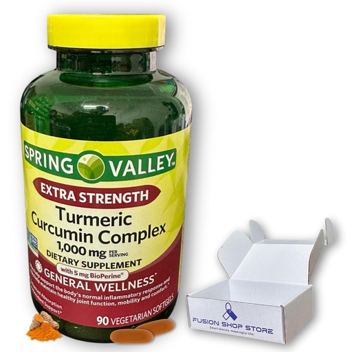 [BRSROZQOOAPQO2A6] Turmeric Curcumin 1000 mg- Complex Extra Strength 90 softgels (Pack of 1), Boxed by Fusion Shop Store