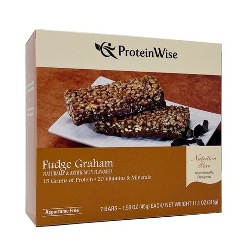 [BRSRMHT7BZ4GEGTH] PROTEINWISE Nutrition Bar, High Protein, Vitamins and Minerals, Weight Loss Friendly Healthy Snack, 7/Box (Fudge Graham)