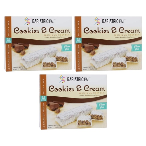 [BRSWYGIQBAGWYHQ7] BariatricPal Divine 15g Protein & Fiber Bars - Cookies & Cream (3-Pack)