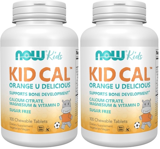 [BRSRAY3ROVYQMELX] NOW Supplements, Kid Cal with Calcium Citrate, Magnesium and Vitamin D, Tart Orange, 100 Chewables, Packaging May Vary (Pack of 2)