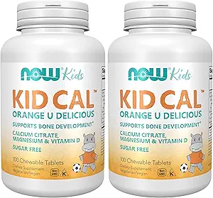 [BRSRAY3ROVYQMELX] NOW Supplements, Kid Cal with Calcium Citrate, Magnesium and Vitamin D, Tart Orange, 100 Chewables, Packaging May Vary (Pack of 2)