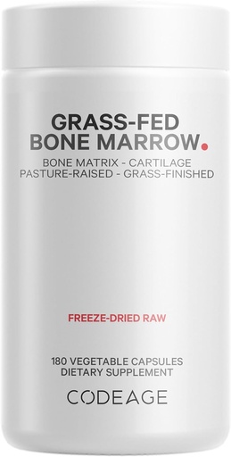 [BRSWGGQQPN6R63DK] Codeage GrasG-Fed Bone Marrow suplementari varonski-Dond, No-Defat Bone Matrix i Cartilage 1500mg per Serving, 180 Capsules