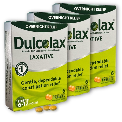 [BRSROFA2BUDQMH3L] Bisacodyl 5mg, Laxative Tablets, 6 Count (Pack of 3, Total 18ct)