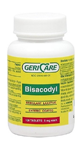 [BRSWG2TQPNYAKYA3] GeriCare - Laxative - Tablet - 1000 per Bottle - 5 mg Strength - Bisacodyl-MCK
