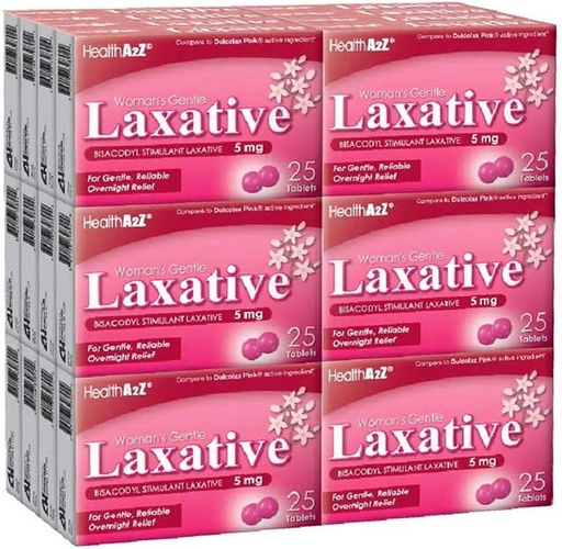 [BRSRECT7OQAWGHIY] HealthA2Z® Woman’s Gentle Laxative | Bisacodyl 5mg Stimulant Laxative | Gentle, Reliable Constipation Relief | Overnight Support | 24 Packs of 25 Tablets (600 Tablets Total) | Value Pack