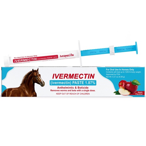 [BRSRECA5DIMRG3DU] Ivermect Horse Paste 1.87%, for Horse Use Only, 6.08g, 1 Pack, Appled Flavored