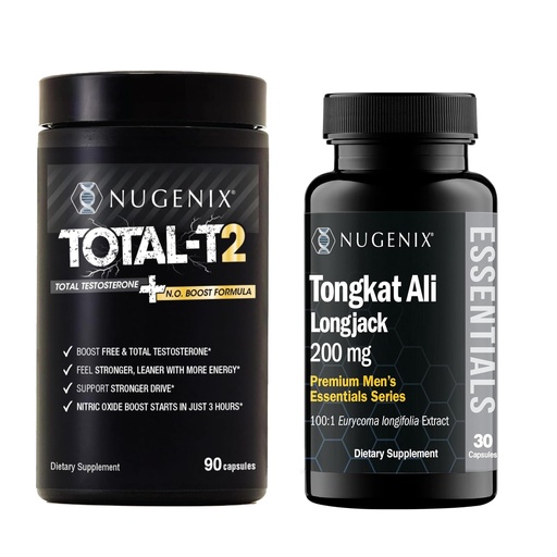 [BRSRYZQ2OZ4GAALG] Nugenix Total-T2 Testosterone Booster for Men + Essentials Longjack Tongkat Ali 200mg - Bundle