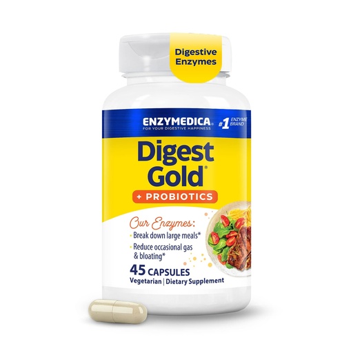 [BRSWIGQFDMMBKCQ5] Enzymedica Digest Gold + Probiotics - Digestive Enzyme Supplement for Women & Men, Enzyme and Probiotic Capsules for Digestion, Gut Health Support, Helps Gas & Bloating, Vegetarian - 45 Caps