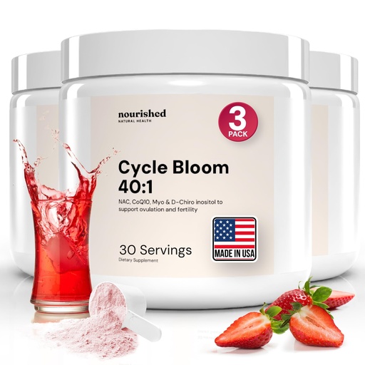 [BRSREAQOBYMGYE3F] CycleBloom 40:1 Myo-Inositol & D-Chiro Inositol Powder - Nac Supplement N-Acetyl Cysteine, Ubiquinol CoQ10 & Beetroot – Hormone Balance for Women - Egg Quality and Cycle - 180 Servings