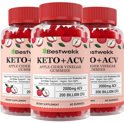 [BRSROCAEDNYWY3L7] Apple Cider Vinegar Gummies, Max Strength 2000mg ACV Gummy with Probiotics, B12 and Keto Support, For Digestion, Metabolism, Detox, Gut & Immune Health, Gelatin-Free, Non-GMO, 180 keto acv gummies
