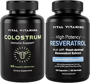[BRSRAAD2AB5WEG3A] Vital Vitamins Colostrum Capsules with Vitamin C, Zinc + Resveratrol Capsules