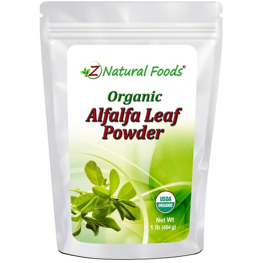 [BRSWYGL4OZ7WMCDG] Z Natural Foods Organic Alfalfa Leaf Powder - Made in USA - Green Superfood Supplement for Drinks, Tea, Shakes, Smoothies Recipes - Raw, Vegan, Gluten Free, Non GMO, Kosher - 1 lb
