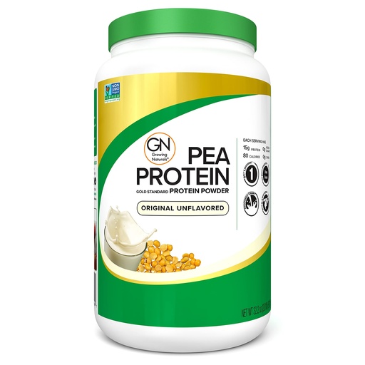 [BRSWIFQHCYCRUHY5] Growing Naturals Raw Pea Protein Powder, Vegan Plant Based Protein, BCAA, Low-Carb, Low-Sugar, Original Unflavored, 2 Pound (Pack of 1)