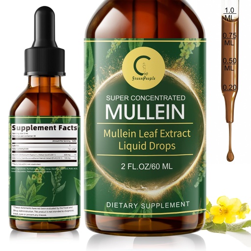 [BRSROCYTA4CAO2Y7] GPGP GreenPeople Mullein Leaf Drops with Elderberry - Max Strength Lung Cleanse and Detox for Smokers, Mucus Relief & Respiratory Support - Liquid Tincture, Alcohol-Free, 2 FL OZ